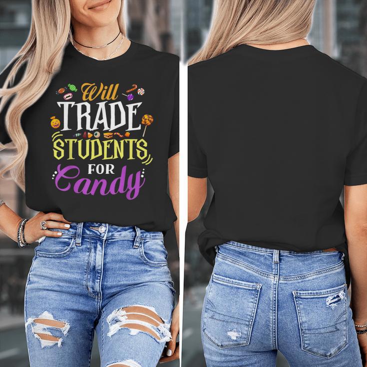 Will Trade Students For Candy Teacher Cute Halloween Costume Women's T-Shirt, funny design