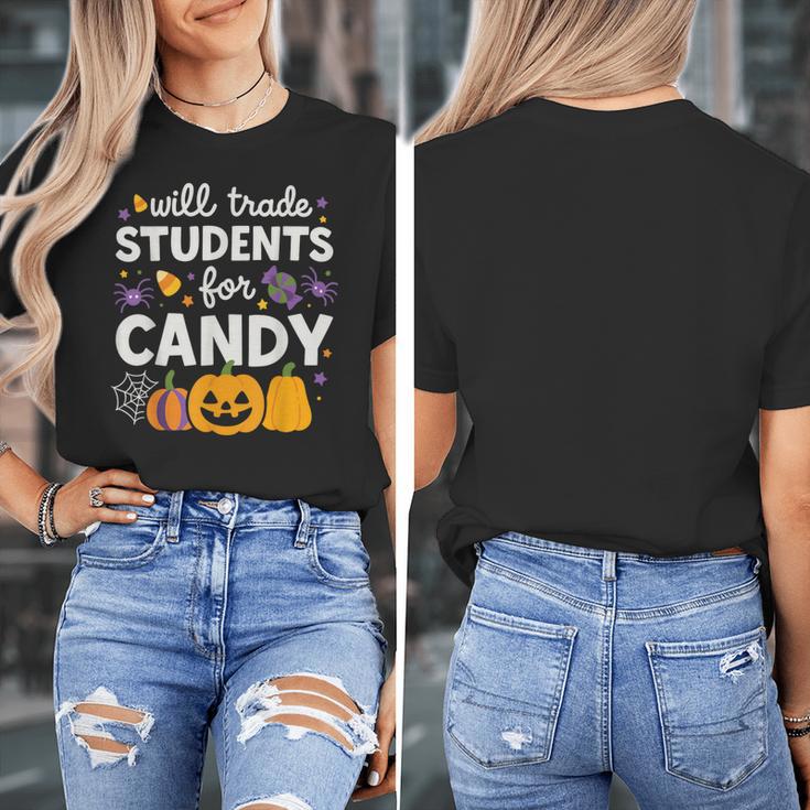 Will Trade Students For Candy Teacher Cute Halloween Women's T-Shirt, funny design Will Trade Students For Candy Teacher Cute Halloween Women's T-Shirt, funny design