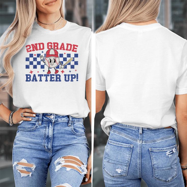 2nd Grade Batter Up Back To School Baseball Teacher Kids Women's T-Shirt, 2nd Grade Teacher Gifts, funny design