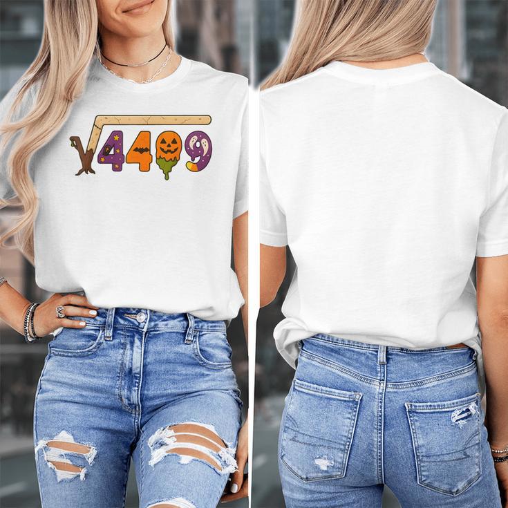67 Meme Math Teacher 6 7 Halloween Square Root 4489 Women's T-Shirt, funny design