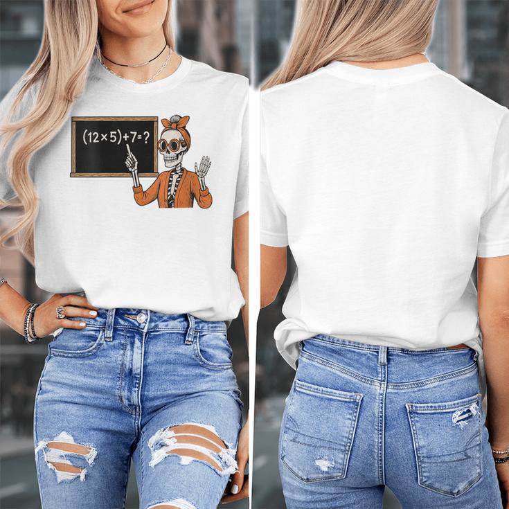 67 Teacher Halloween Skeleton Six Seven Meme Brainrot Math Women's T-Shirt, funny design 67 Teacher Halloween Skeleton Six Seven Meme Brainrot Math Women's T-Shirt, funny design