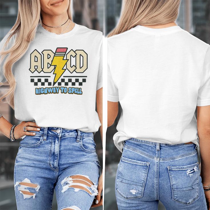 ABCD Highway To Spell Pencil Teacher & Student Font Me Women's T-Shirt, funny design ABCD Highway To Spell Pencil Teacher & Student Font Me Women's T-Shirt, funny design