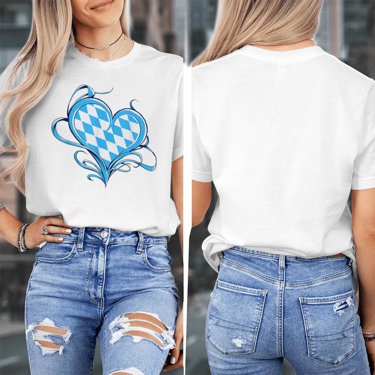 Bavarian Flag As Heart Blue Diamond Bavaria Women's T-Shirt, funny design