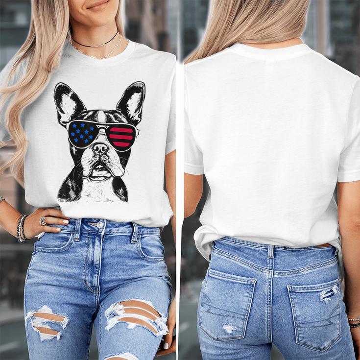 Boston Terrier Dog 4th July America USA Flag Men Women Kids Women's T-Shirt, Boston Terrier 4th Of July Gifts, funny design