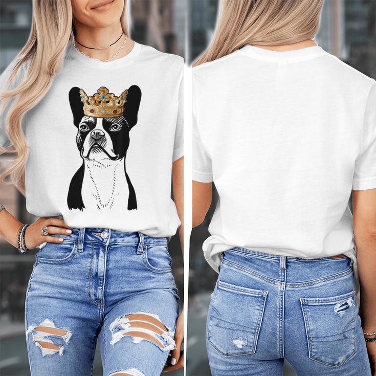 Boston Terrier Dog Wearing Crown For Men Women Girls Kids Women's T-Shirt, funny design