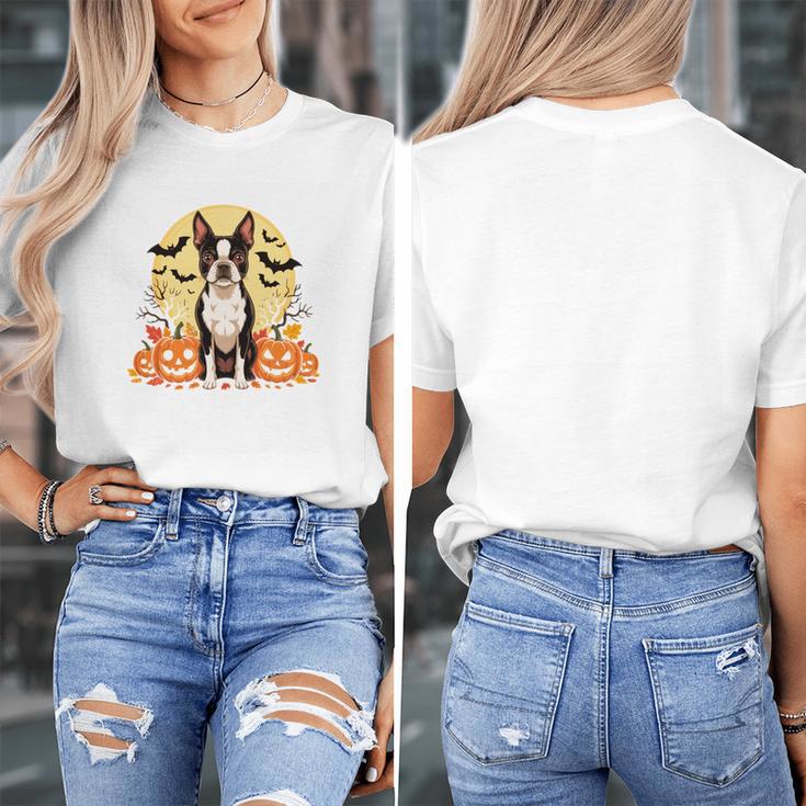 Boston Terrier Halloween Dog Lover Pumpkin Costume Women's T-Shirt, Boston Terrier Halloween Gifts, funny design