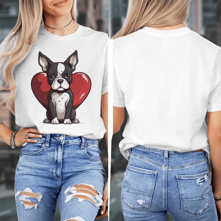Boston Terrier Mom Dad Bostie Dog Lover Valentines Day Women's T-Shirt, Couple Gifts, Mom Gifts, Boston Terrier Dad Gifts, Boston Terrier Mom Gifts, funny design