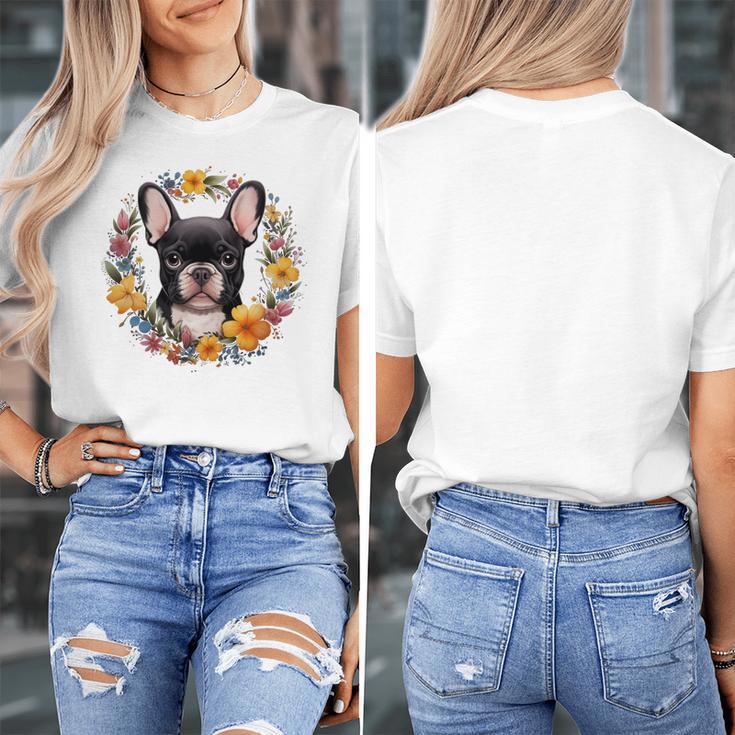 Boston Terrier Mom Floral Bostie Dog Lover Flowers Cute Women's T-Shirt, Couple Gifts, Mom Gifts, Boston Terrier Mom Gifts, funny design