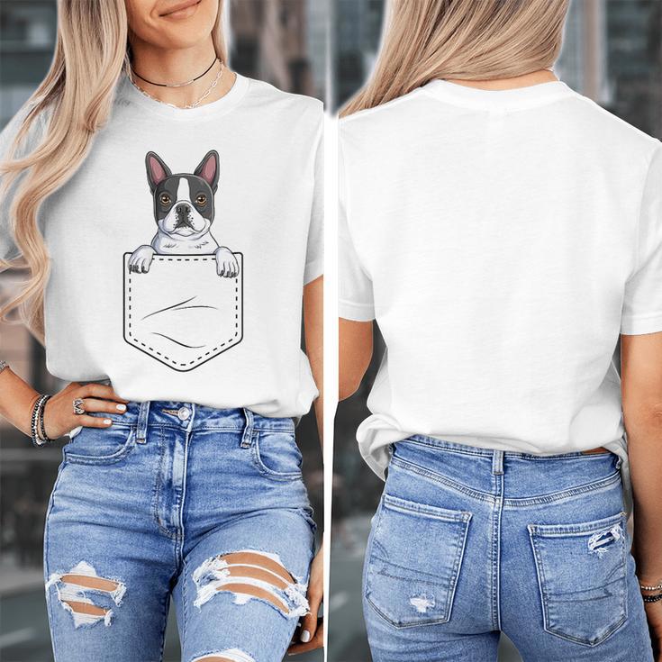 Boston Terrier In The Pocket Cute Boston Terrier Dog Lovers Men Women Girls Kids Women's T-Shirt, funny design