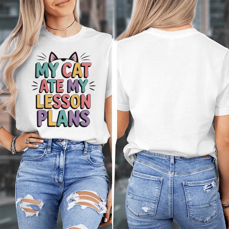 My Cat Ate My Lesson Plans Teacher Cat Humor Women's T-Shirt, funny design My Cat Ate My Lesson Plans Teacher Cat Humor Women's T-Shirt, funny design