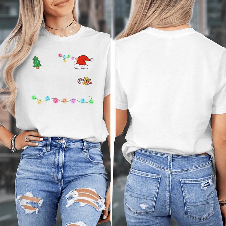 Is It Christmas Break Yet Teacher Xmas Light Santa Hat Women's T-Shirt, funny design