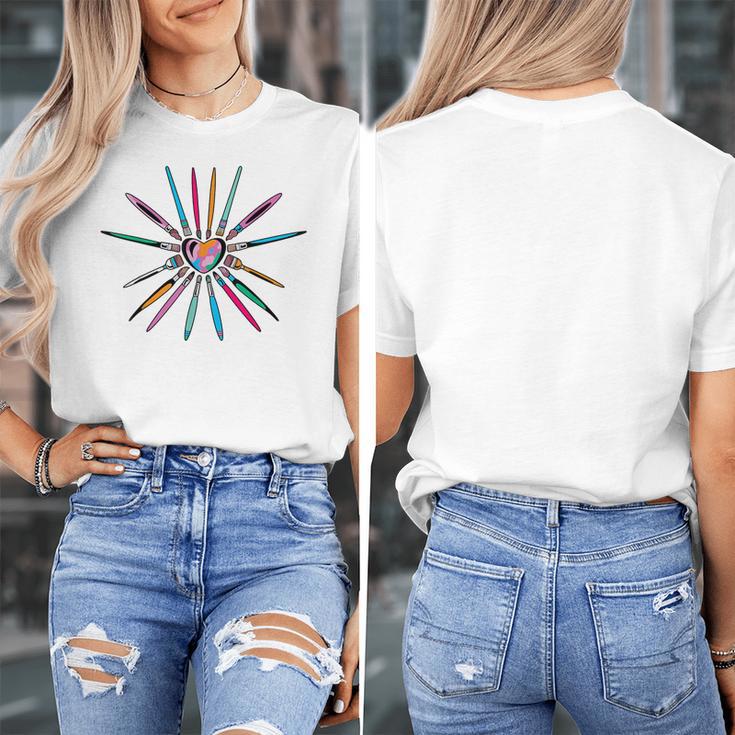 Cool Brush Heart Shape Art Teacher Paint For Artist Painter Women's T-Shirt, funny design Cool Brush Heart Shape Art Teacher Paint For Artist Painter Women's T-Shirt, funny design