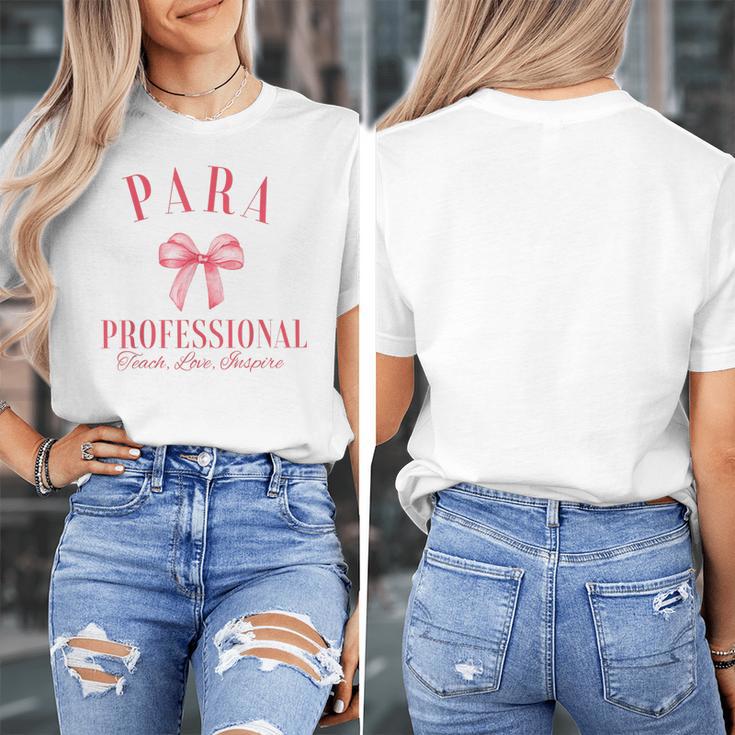 Coquette Bow Paraprofessional School Para Squad Teacher Aide Women's T-Shirt, funny design Coquette Bow Paraprofessional School Para Squad Teacher Aide Women's T-Shirt, funny design