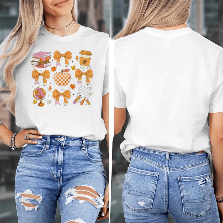 Coquette Bow Teacher Thanksgiving Fall Autumn Girls Women Women's T-Shirt, funny design Coquette Bow Teacher Thanksgiving Fall Autumn Girls Women Women's T-Shirt, funny design