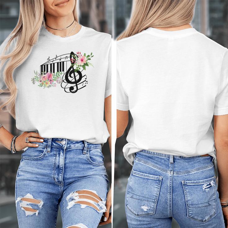 Cut Music Teacher Shirt With a Piano Keys Notes And Flowers Women's T-Shirt, funny design Cut Music Teacher Shirt With a Piano Keys Notes And Flowers Women's T-Shirt, funny design