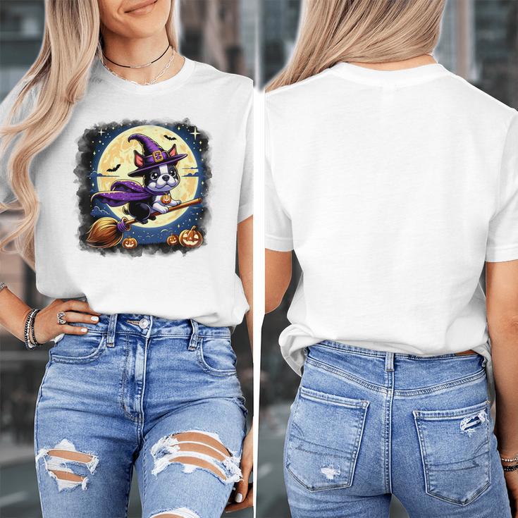 Cute Boston Terrier Halloween Costume Dog Lover Women Girls Women's T-Shirt, Boston Terrier Halloween Gifts, funny design
