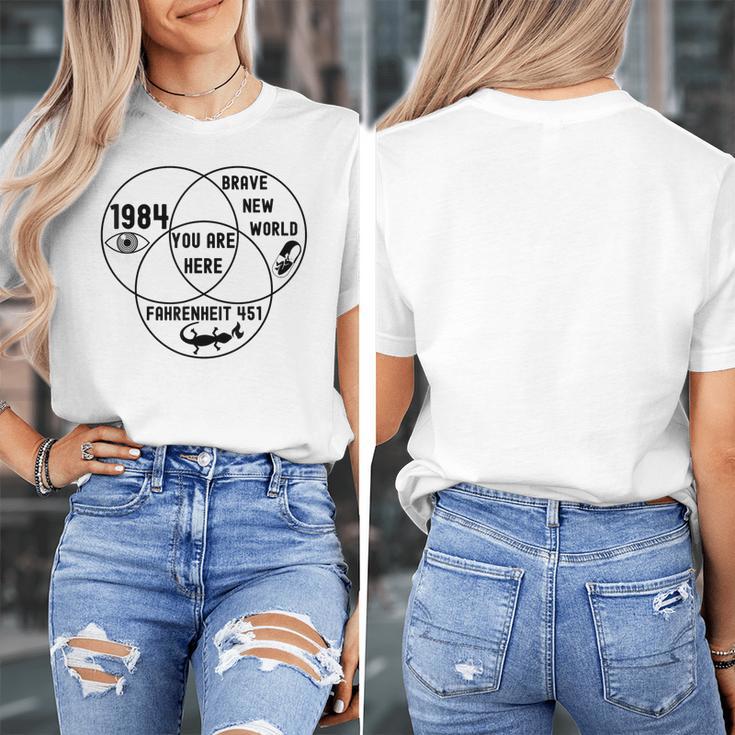 You Are Here Dystopian Venn Diagram English Teacher Bk Women's T-Shirt, English Teacher Gifts, funny design