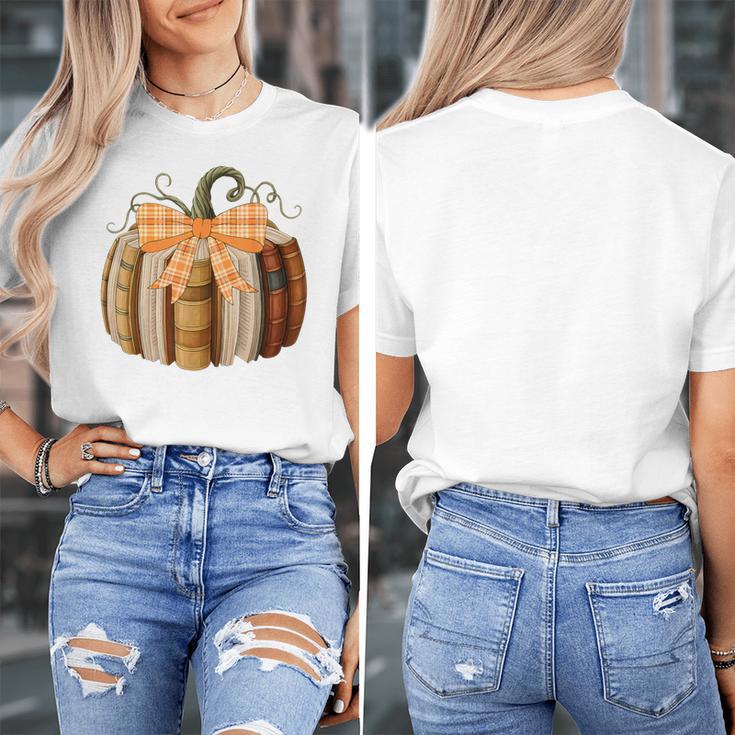 Fall Book Pumpkin Halloween Teacher Librarian Thanksgiving Women's T-Shirt, funny design Fall Book Pumpkin Halloween Teacher Librarian Thanksgiving Women's T-Shirt, funny design