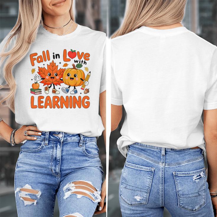 Fall In Love With Learning Thanksgiving Teacher Student Kids Women's T-Shirt, funny design Fall In Love With Learning Thanksgiving Teacher Student Kids Women's T-Shirt, funny design