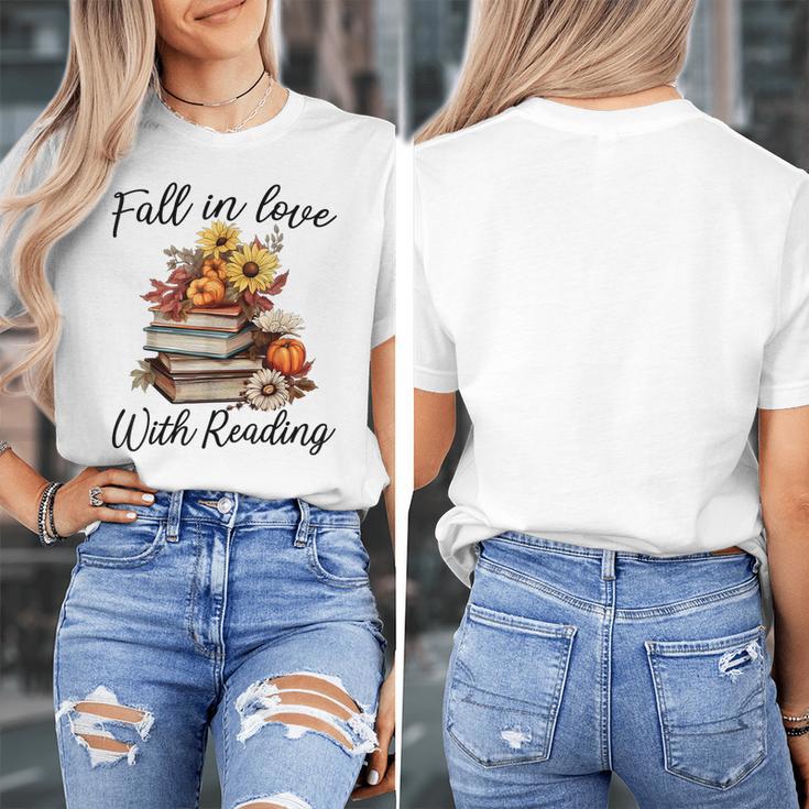 Fall In Love With Reading Book Autumn Teachers Pumpkins Women's T-Shirt, funny design Fall In Love With Reading Book Autumn Teachers Pumpkins Women's T-Shirt, funny design
