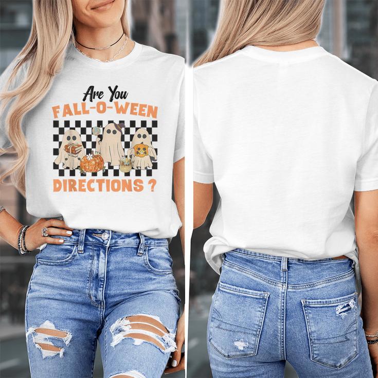 Are You Fall-O-Ween Directions Halloween Ghost Fall Teacher Women's T-Shirt, funny design