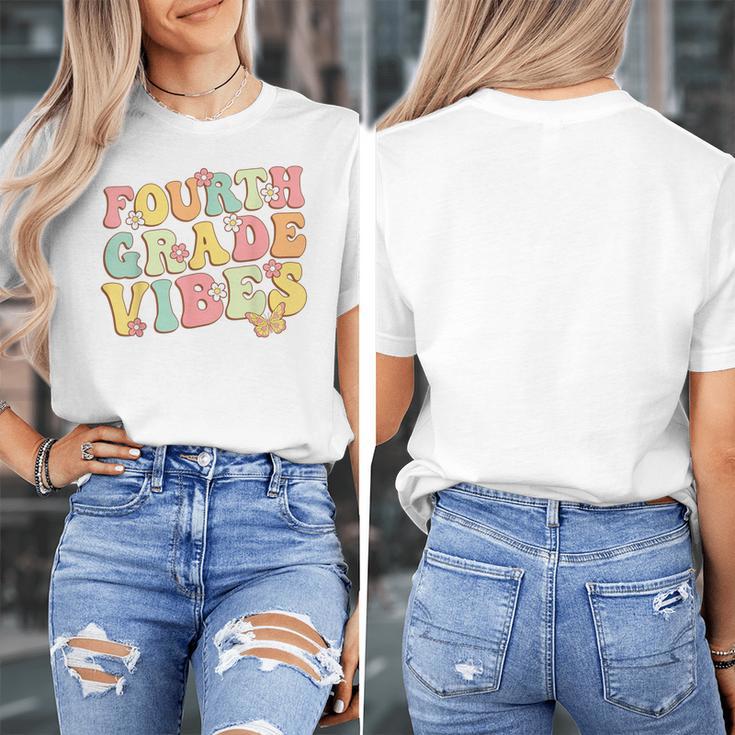 Fourth Grade Vibes Hello Team 4th Grade Teacher Kids Retro Women's T-Shirt, 4th Grade Teacher Gifts, funny design