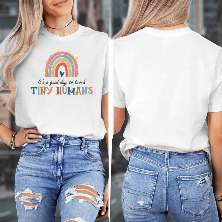 Good Day To Teach Tiny Humans Rainbow Teacher Women's T-Shirt, funny design Good Day To Teach Tiny Humans Rainbow Teacher Women's T-Shirt, funny design