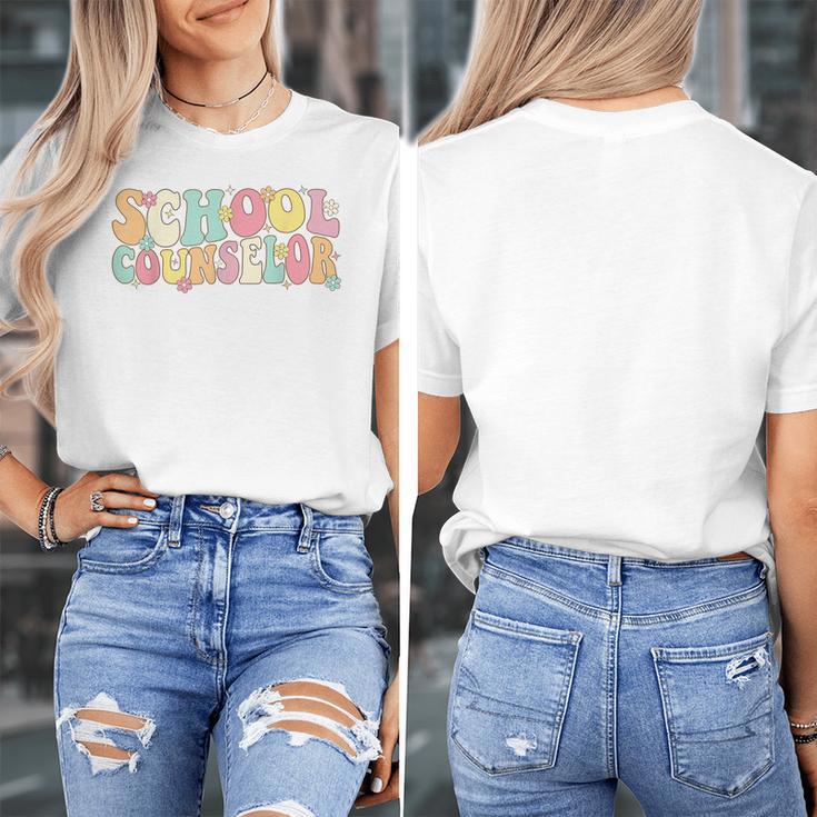 Groovy School Counselor Back To School Teacher Counseling Women's T-Shirt, Groovy Teacher Gifts, funny design