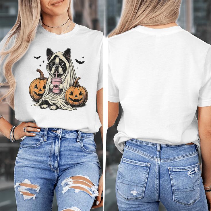 Halloween Boston Terrier Ghost Women's T-Shirt, Boston Terrier Ghost Gifts, Boston Terrier Halloween Gifts, funny design