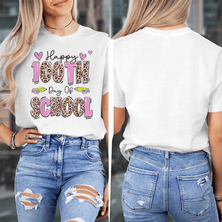 Happy 100th Day Of School Leopard Print Teacher Student Kids Women's T-Shirt, funny design Happy 100th Day Of School Leopard Print Teacher Student Kids Women's T-Shirt, funny design