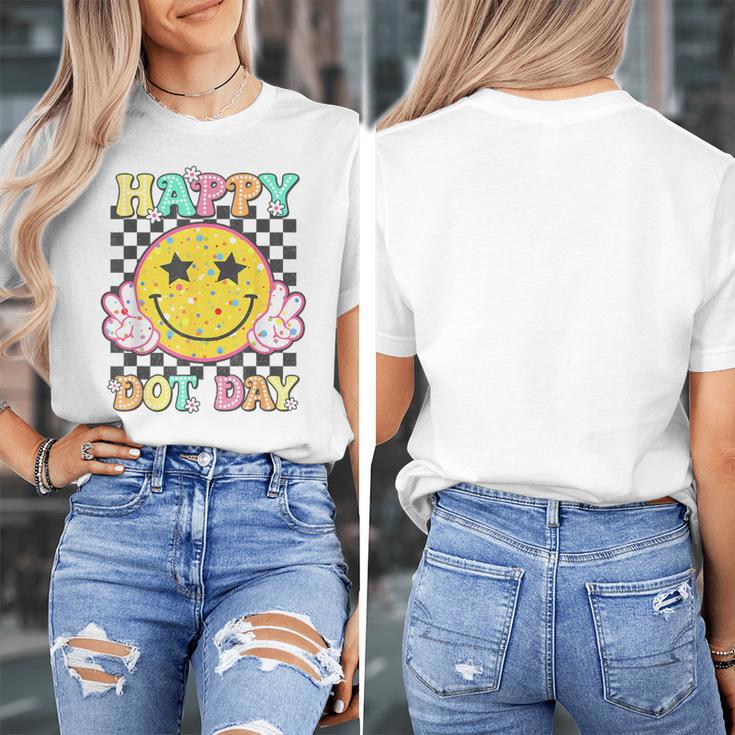 Happy Dot Day Hippie Flowers Smile Face Groovy Teacher Kids Women's T-Shirt, Groovy Teacher Gifts, funny design Happy Dot Day Hippie Flowers Smile Face Groovy Teacher Kids Women's T-Shirt, Groovy Teacher Gifts, funny design