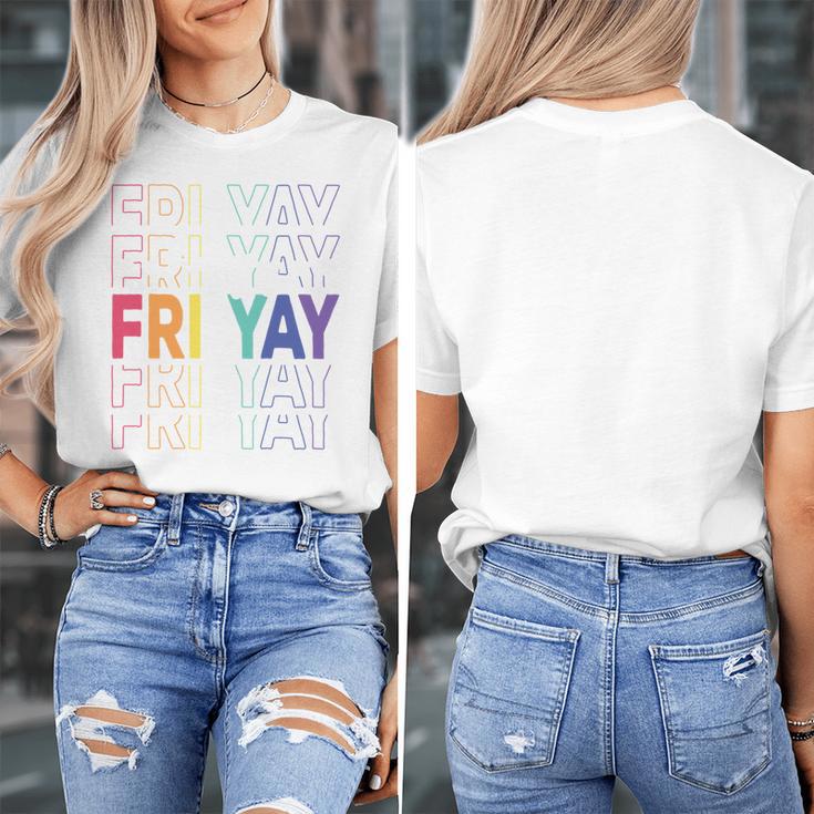 Happy Fri Yay Teacher Friday Saying Women's T-Shirt, funny design