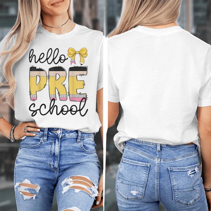 Hello Pre-K Preschool Back To School First Day Teacher Kids Women's T-Shirt, funny design Hello Pre-K Preschool Back To School First Day Teacher Kids Women's T-Shirt, funny design