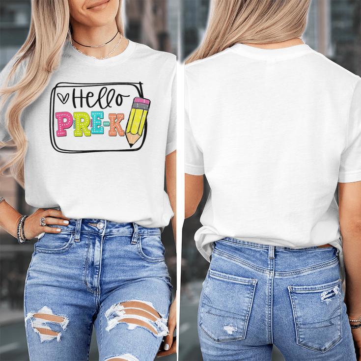 Hello Pre-K Team Preschool Teacher Kids Back To School Women's T-Shirt, funny design Hello Pre-K Team Preschool Teacher Kids Back To School Women's T-Shirt, funny design