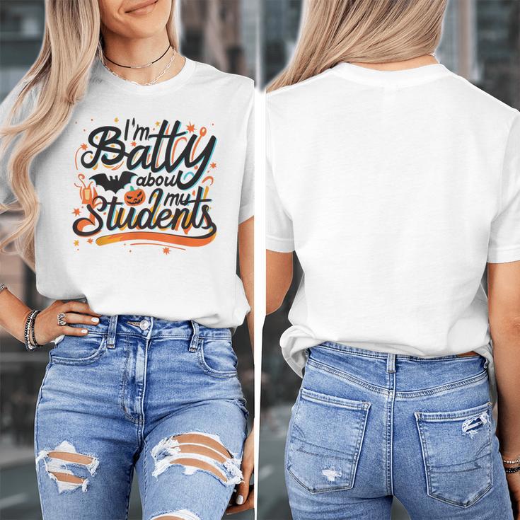 I'm Batty About My Students Watercolor Bat Teacher Halloween Women's T-Shirt, funny design I'm Batty About My Students Watercolor Bat Teacher Halloween Women's T-Shirt, funny design