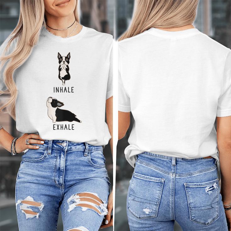 Inhale Exhale Yoga Boston Terrier Tshirt Women's T-Shirt, funny design