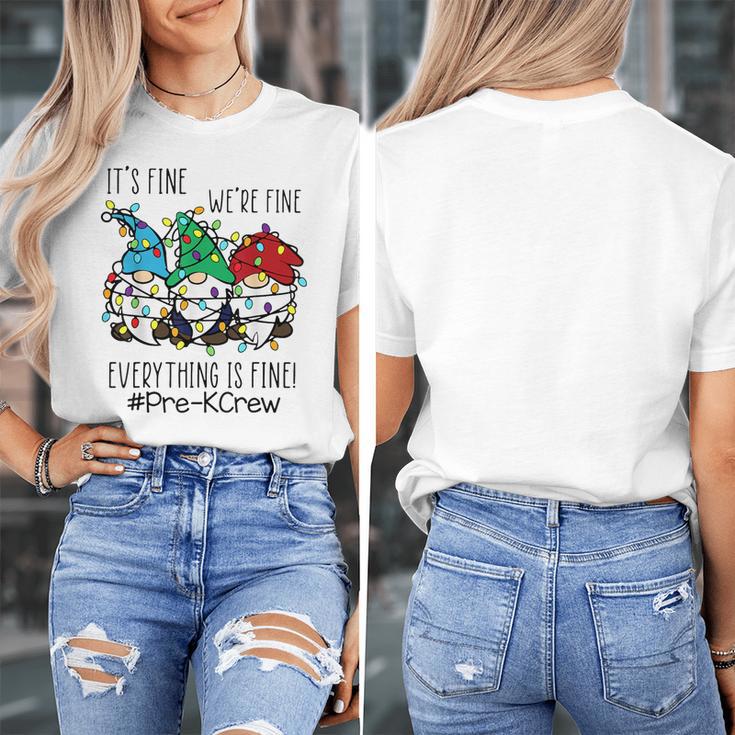It's Fine We'Re Fine Gnome Pre-K Teacher Christmas Light For Men Women Women's T-Shirt, funny design