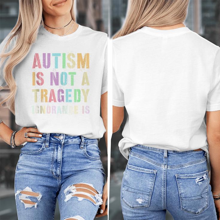 Kids AUTISM IS NOT A TRAGEDY IGNORANCE IS Proud Teacher Crew Women's T-Shirt, funny design Kids AUTISM IS NOT A TRAGEDY IGNORANCE IS Proud Teacher Crew Women's T-Shirt, funny design