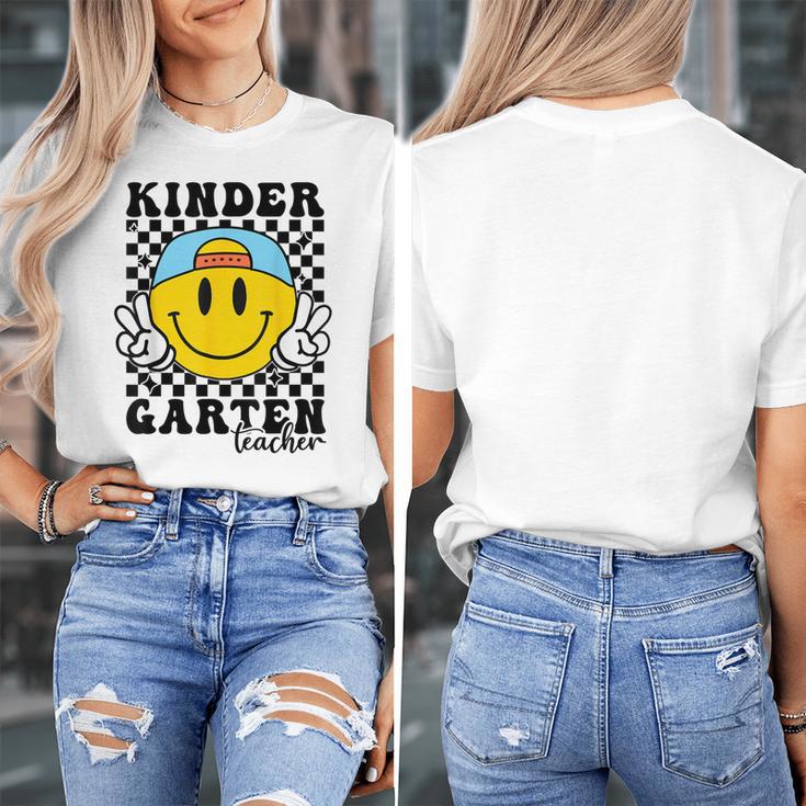 Kindergarten Teacher Hippie Smile Face Back School Women's T-Shirt, funny design Kindergarten Teacher Hippie Smile Face Back School Women's T-Shirt, funny design