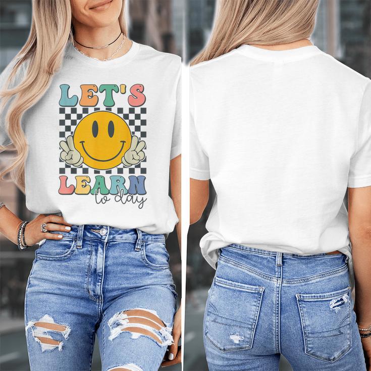 Let's Learn Today Smile Face Back To School For Teacher Kids Women's T-Shirt, funny design Let's Learn Today Smile Face Back To School For Teacher Kids Women's T-Shirt, funny design