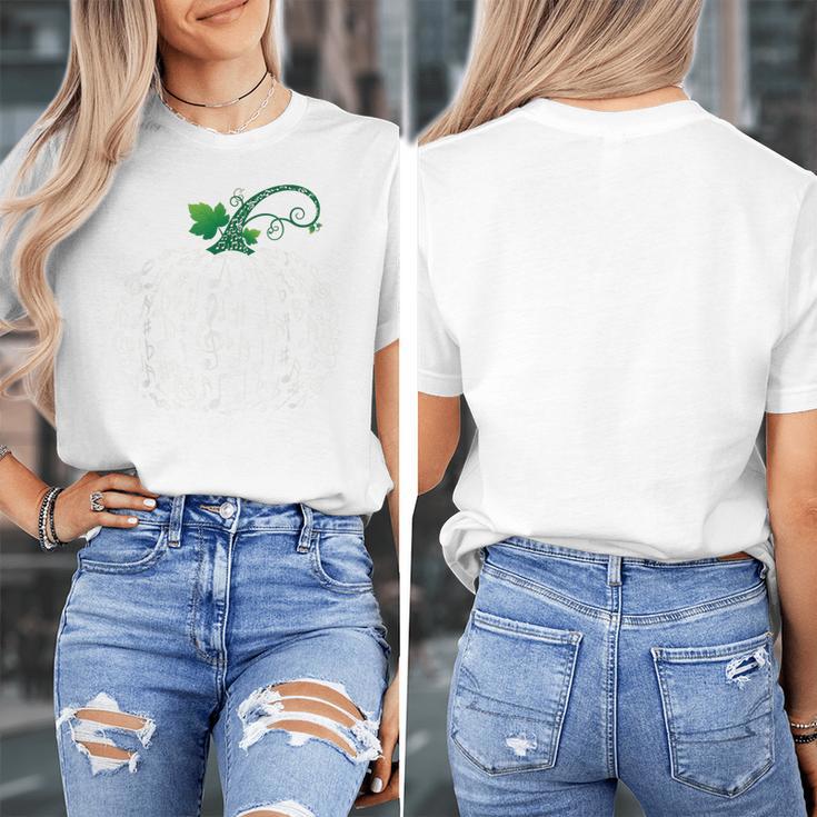 Music Notes Pumpkin Fall Music Teacher Women's T-Shirt, funny design