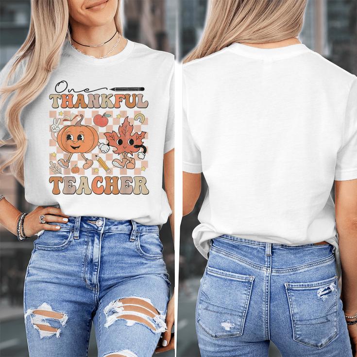 One Thankful Teacher Thanksgiving Groovy Fall Autumn Teacher Women's T-Shirt, Groovy Teacher Gifts, funny design One Thankful Teacher Thanksgiving Groovy Fall Autumn Teacher Women's T-Shirt, Groovy Teacher Gifts, funny design