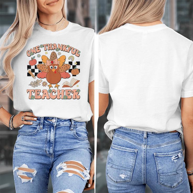 One Thankful Teacher Thanksgiving Retro Groovy Fall Teachers Women's T-Shirt, Groovy Teacher Gifts, funny design One Thankful Teacher Thanksgiving Retro Groovy Fall Teachers Women's T-Shirt, Groovy Teacher Gifts, funny design