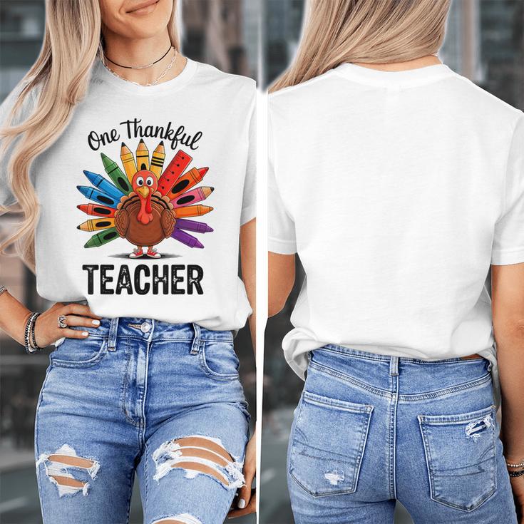 One Thankful Teacher Thanksgiving TurkeyCute Pencil Women's T-Shirt, funny design