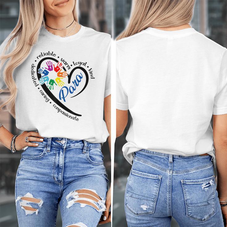 Para Heart Teacher Paraprofessional Paraeducator Men Women Women's T-Shirt, funny design