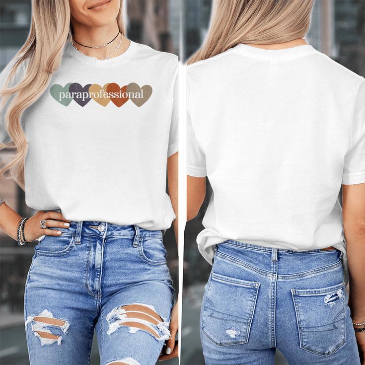 Paraprofessional Teacher Hearts Back To School Teach Rainbow Men Women Kids Women's T-Shirt, funny design Paraprofessional Teacher Hearts Back To School Teach Rainbow Men Women Kids Women's T-Shirt, funny design
