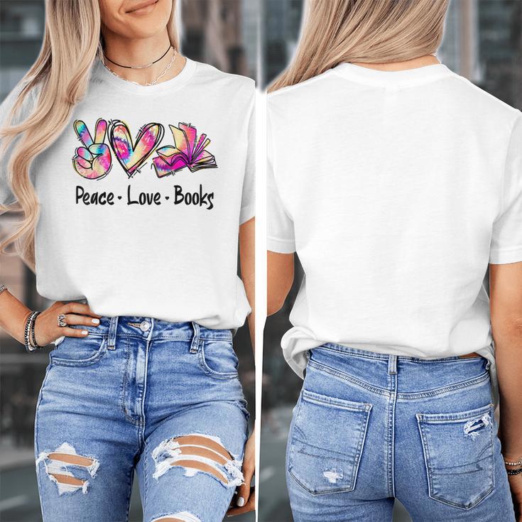 Peace Love Books Librarian Teacher Life Book Library Tie Dye Women's T-Shirt, funny design Peace Love Books Librarian Teacher Life Book Library Tie Dye Women's T-Shirt, funny design