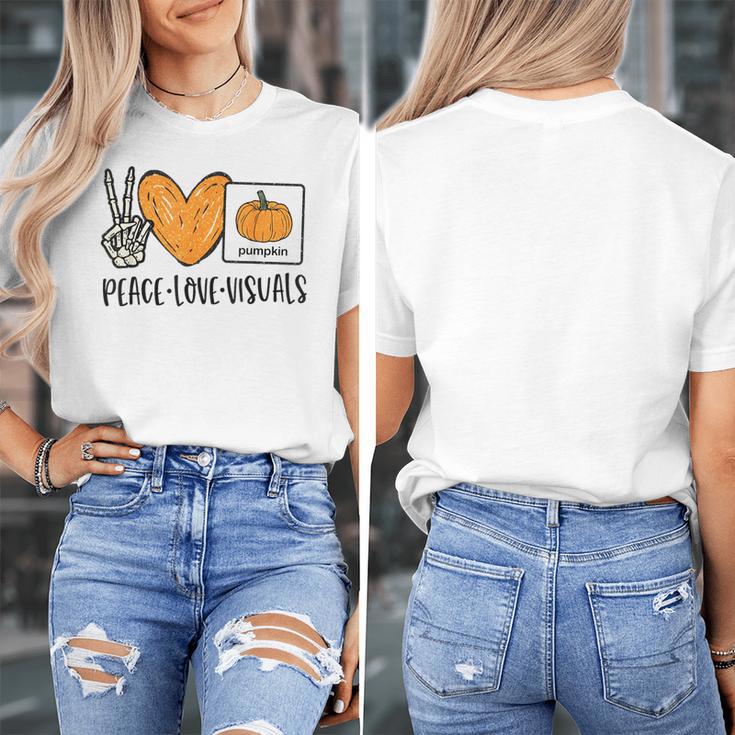 Peace Love Visuals Sped Teacher Pumpkin Skeleton Halloween Women's T-Shirt, funny design Peace Love Visuals Sped Teacher Pumpkin Skeleton Halloween Women's T-Shirt, funny design