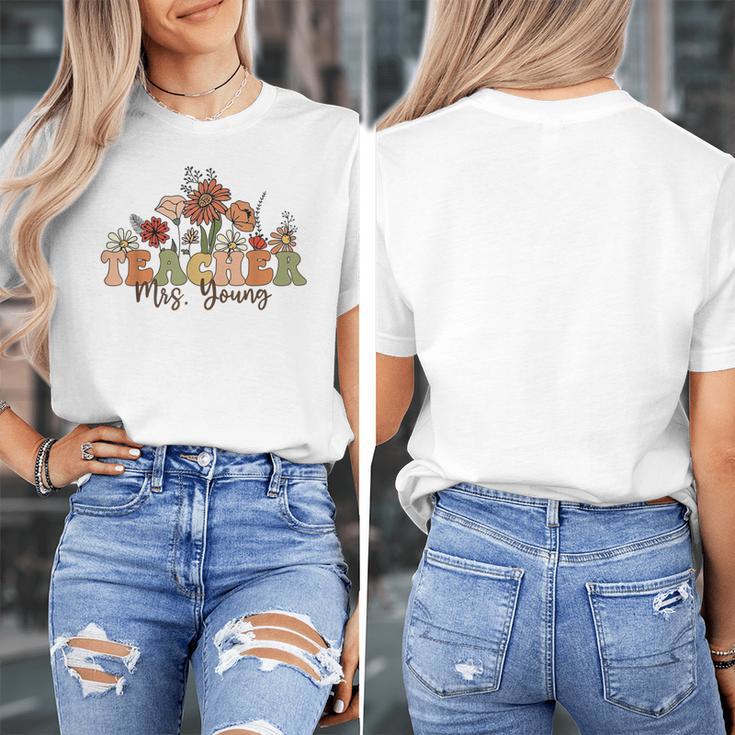 Personalized Name Teacher Mrs Young Back To School Custom Women's T-Shirt, funny design