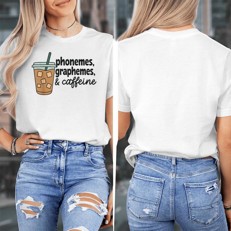 Phonemes Graphemes And Caffeine Coffee Teacher Appreciation Women's T-Shirt, funny design Phonemes Graphemes And Caffeine Coffee Teacher Appreciation Women's T-Shirt, funny design